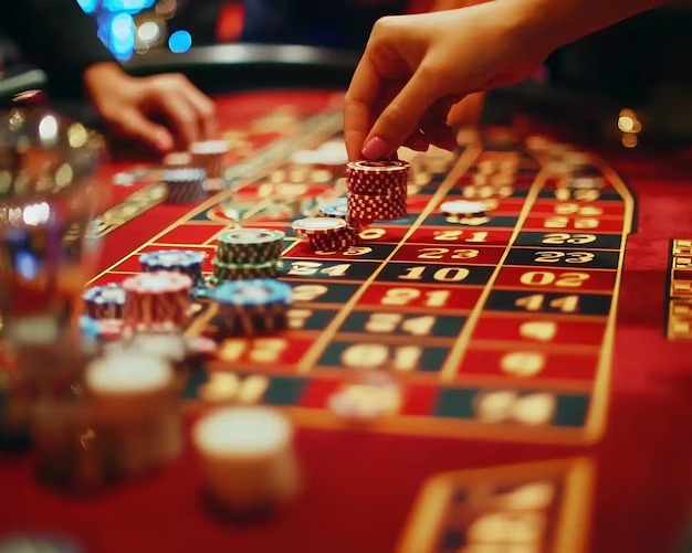 Dealer confirms all bets are locked Dealer confirming locked bets before spinning roulette wheel